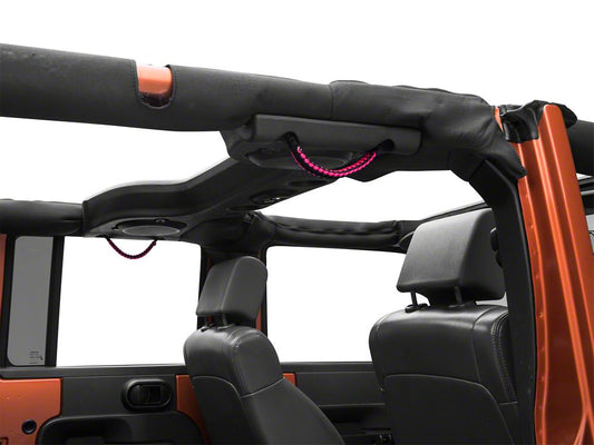 RedRock Rear Soundbar Paracord Grab Handles; Black and Pink (07-18 Jeep Wrangler JK 4-Door)