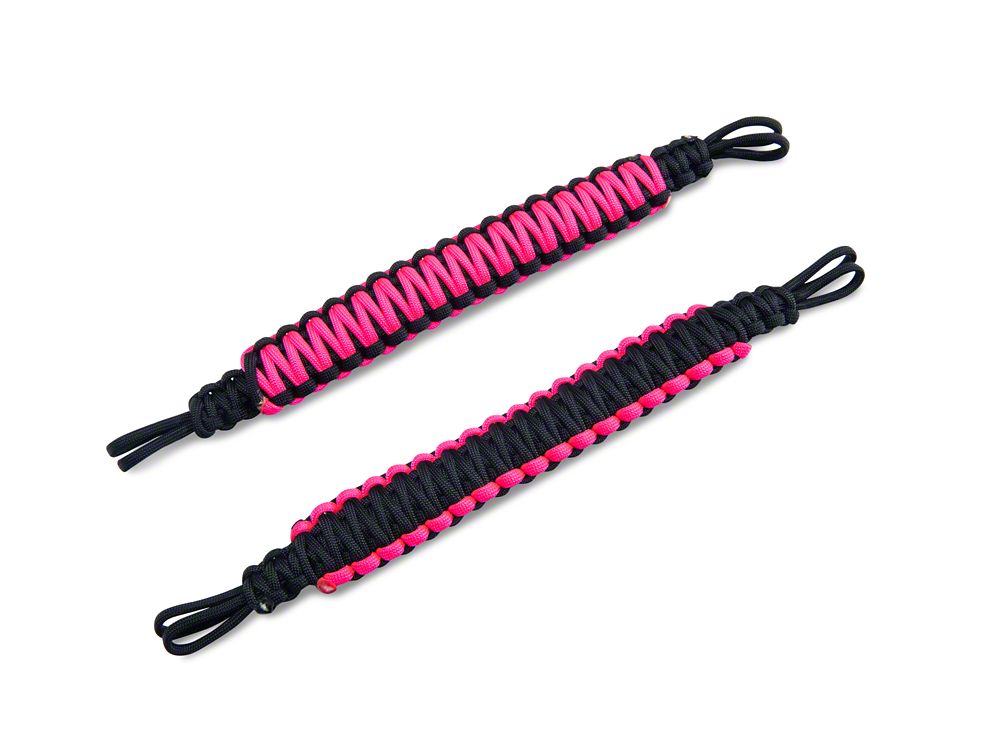 RedRock Rear Soundbar Paracord Grab Handles; Black and Pink (07-18 Jeep Wrangler JK 4-Door)
