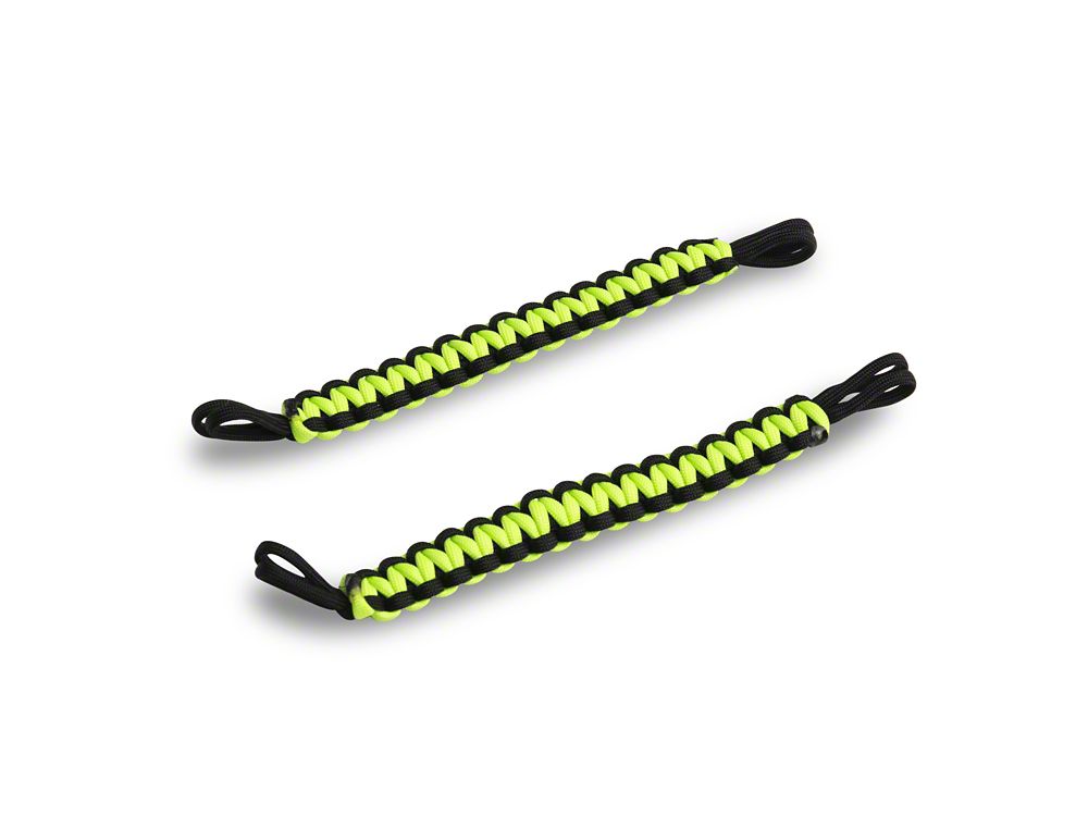 RedRock Rear Paracord Door Limit Straps; Black and Neon Green (07-18 Jeep Wrangler JK 4-Door)