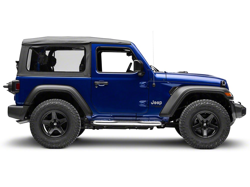 RedRock 3-Inch Round Curved Side Step Bars; Stainless Steel (18-25 Jeep Wrangler JL 2-Door)