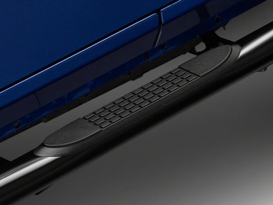 RedRock 3-Inch Round Curved Side Step Bars; Semi-Gloss Black (18-25 Jeep Wrangler JL 2-Door)