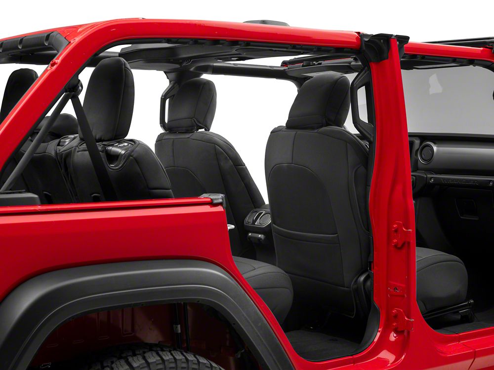 RedRock Custom Fit Front and Rear Seat Covers; Black (18-25 Jeep Wrangler JL 4-Door)