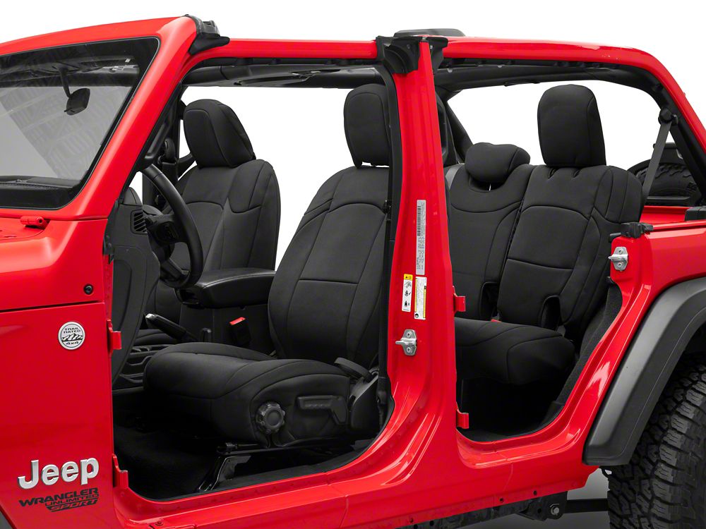 RedRock Custom Fit Front and Rear Seat Covers; Black (18-25 Jeep Wrangler JL 4-Door)