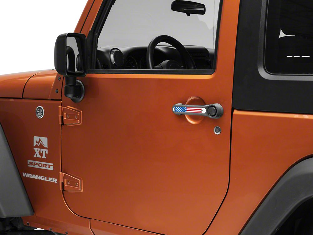 RedRock Old Glory Door Handle Inserts; Red, White and Blue (07-18 Jeep Wrangler JK 2-Door)