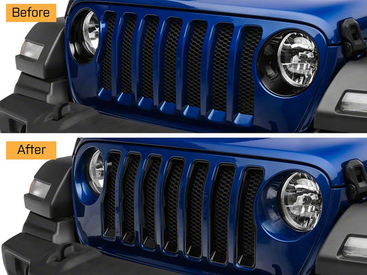 RedRock Front Grille Inserts; Black (18-23 Jeep Wrangler JL Sport w/o TrailCam)