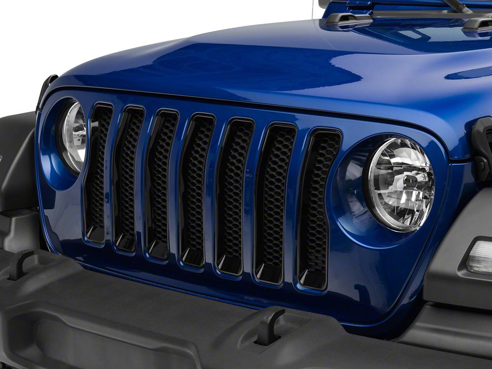 RedRock Front Grille Inserts; Black (18-23 Jeep Wrangler JL Sport w/o TrailCam)
