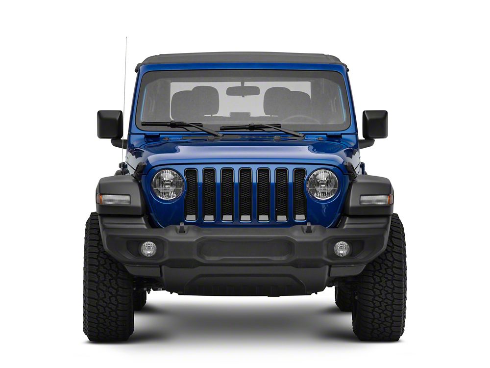 RedRock Front Grille Inserts; Black (18-23 Jeep Wrangler JL Sport w/o TrailCam)