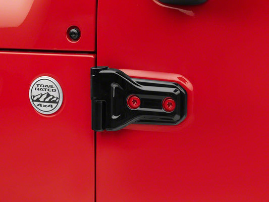 RedRock Exterior Door Hinge Covers; Black (18-25 Jeep Wrangler JL)