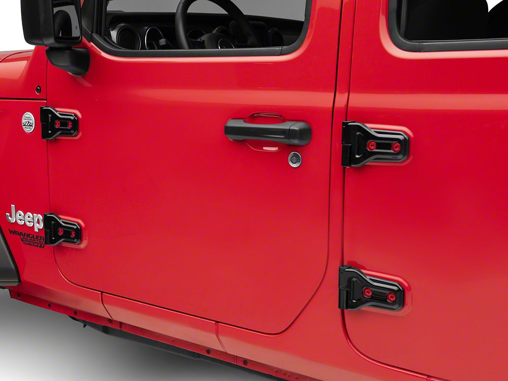 RedRock Exterior Door Hinge Covers; Black (18-25 Jeep Wrangler JL)