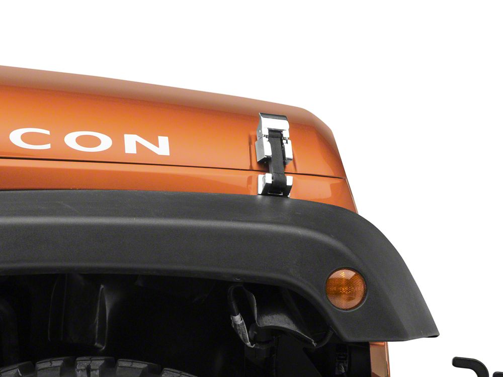 RedRock Hood Catch Kit; Chrome (07-18 Jeep Wrangler JK)