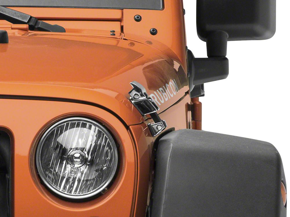 RedRock Hood Catch Kit; Chrome (07-18 Jeep Wrangler JK)
