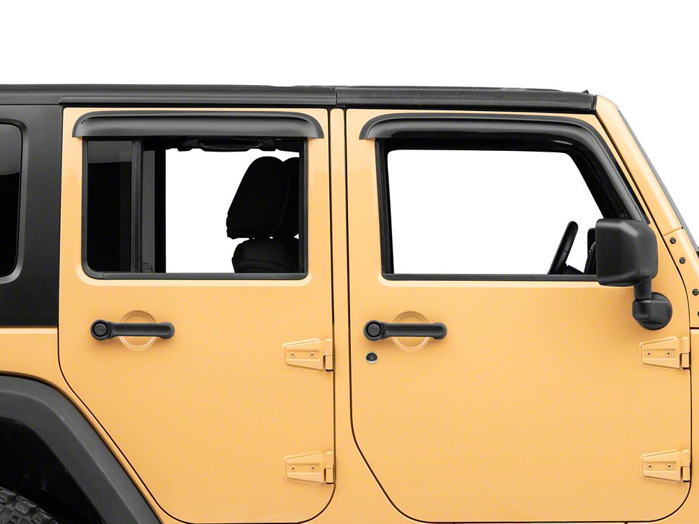 RedRock Window Deflectors; Front and Rear; Smoked (07-18 Jeep Wrangler JK 4-Door)