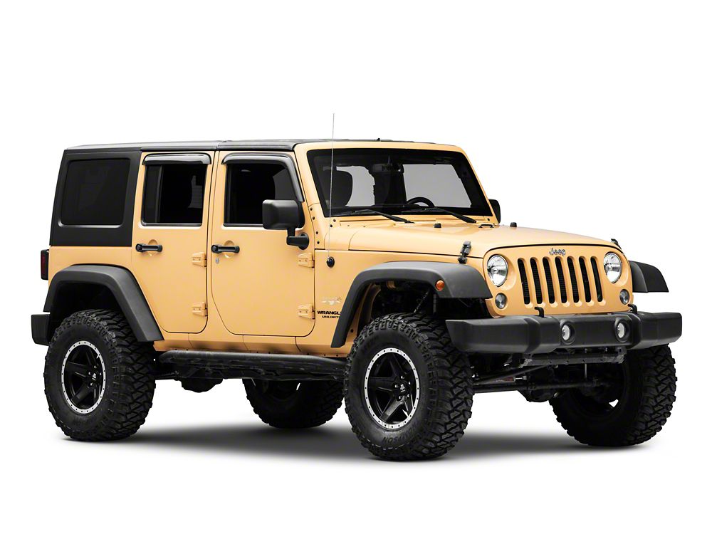 RedRock Window Deflectors; Front and Rear; Smoked (07-18 Jeep Wrangler JK 4-Door)