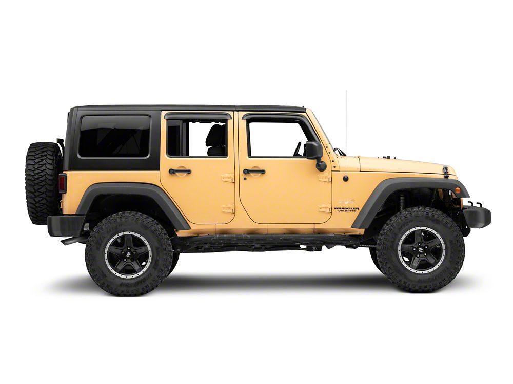 RedRock Window Deflectors; Front and Rear; Smoked (07-18 Jeep Wrangler JK 4-Door)