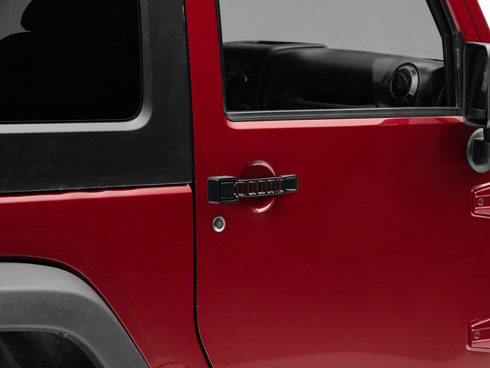 RedRock Aluminum Door and Tailgate Handle Set; Black (07-18 Jeep Wrangler JK 2-Door)