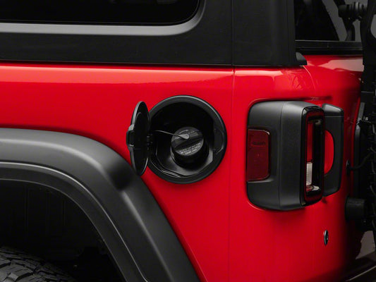 RedRock Fuel Filler Door Cover; Matte Black (18-25 Jeep Wrangler JL)