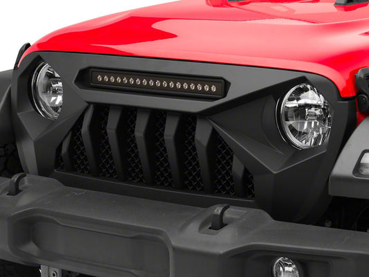 RedRock Diamond Eye Grille with LED Light Bar (18-25 Jeep Wrangler JL w/o TrailCam)