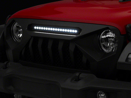RedRock Diamond Eye Grille with LED Light Bar (18-25 Jeep Wrangler JL w/o TrailCam)