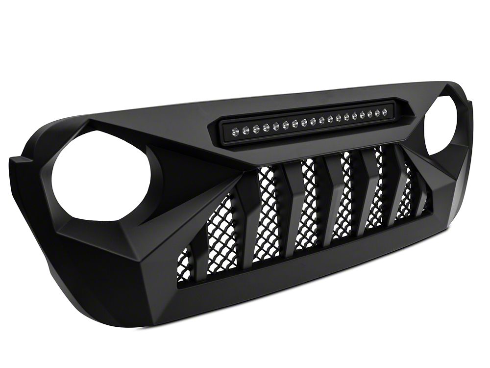 RedRock Diamond Eye Grille with LED Light Bar (18-25 Jeep Wrangler JL w/o TrailCam)
