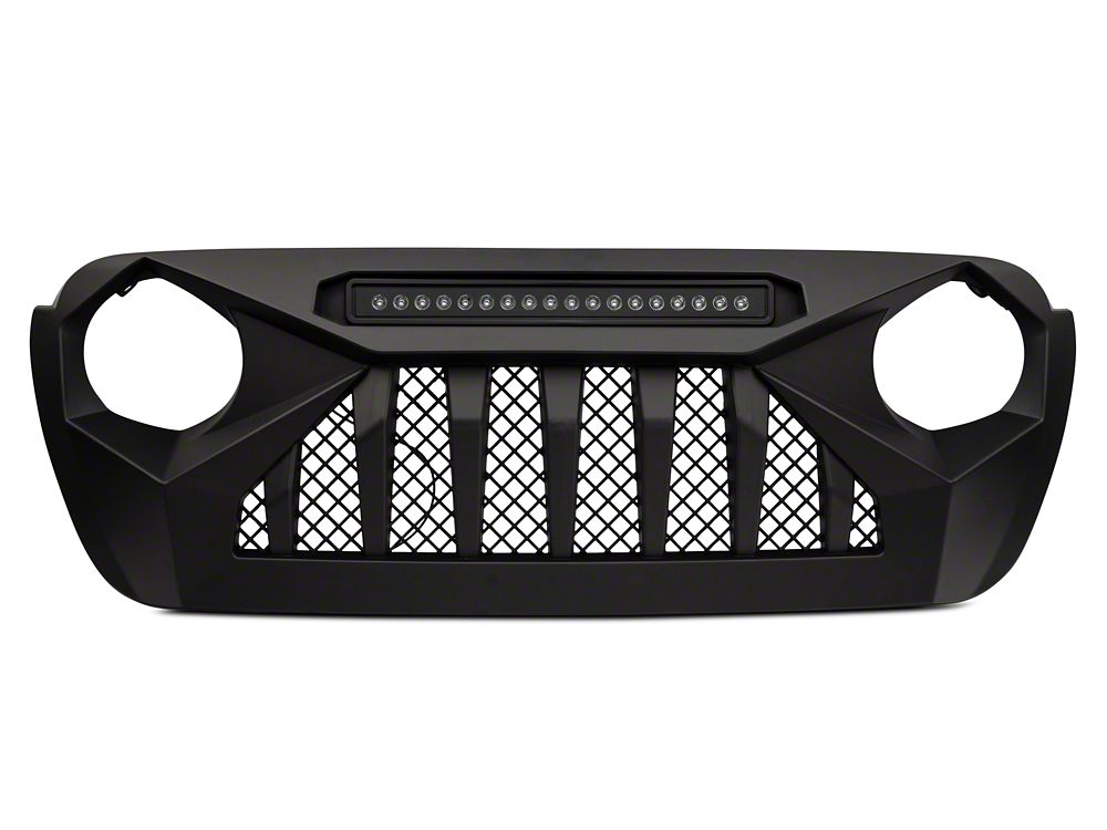 RedRock Diamond Eye Grille with LED Light Bar (18-25 Jeep Wrangler JL w/o TrailCam)
