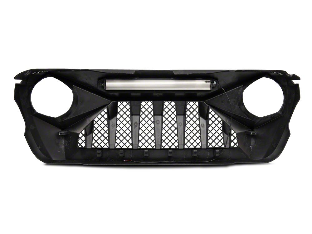 RedRock Diamond Eye Grille with LED Light Bar (18-25 Jeep Wrangler JL w/o TrailCam)
