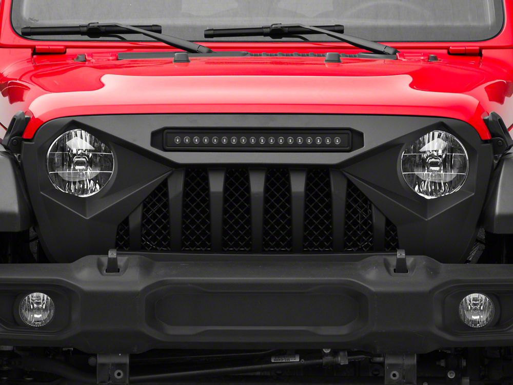 RedRock Diamond Eye Grille with LED Light Bar (18-25 Jeep Wrangler JL w/o TrailCam)