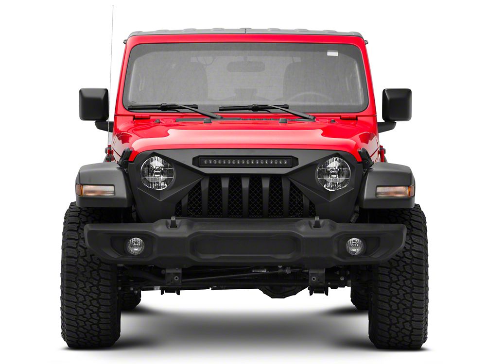 RedRock Diamond Eye Grille with LED Light Bar (18-25 Jeep Wrangler JL w/o TrailCam)