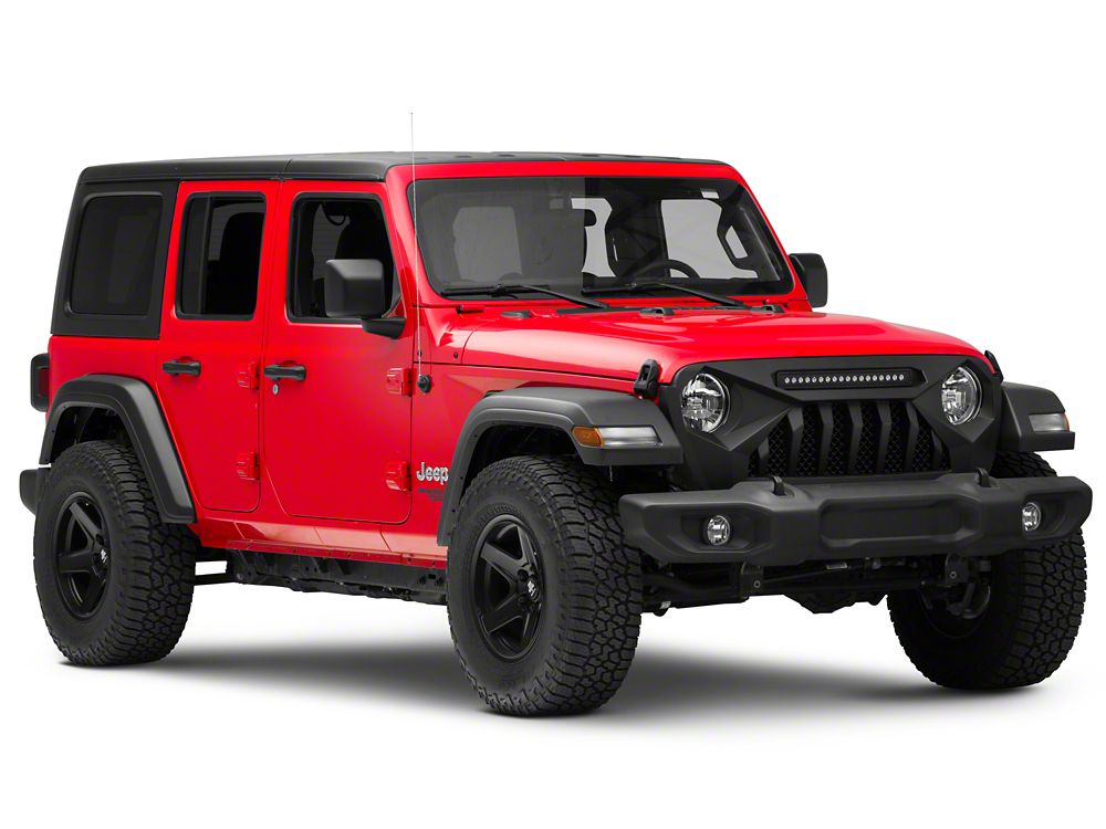 RedRock Diamond Eye Grille with LED Light Bar (18-25 Jeep Wrangler JL w/o TrailCam)