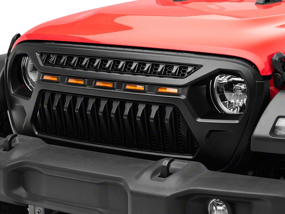 RedRock Gladiator Grille with Amber LED Lighting (18-25 Jeep Wrangler JL w/o TrailCam)