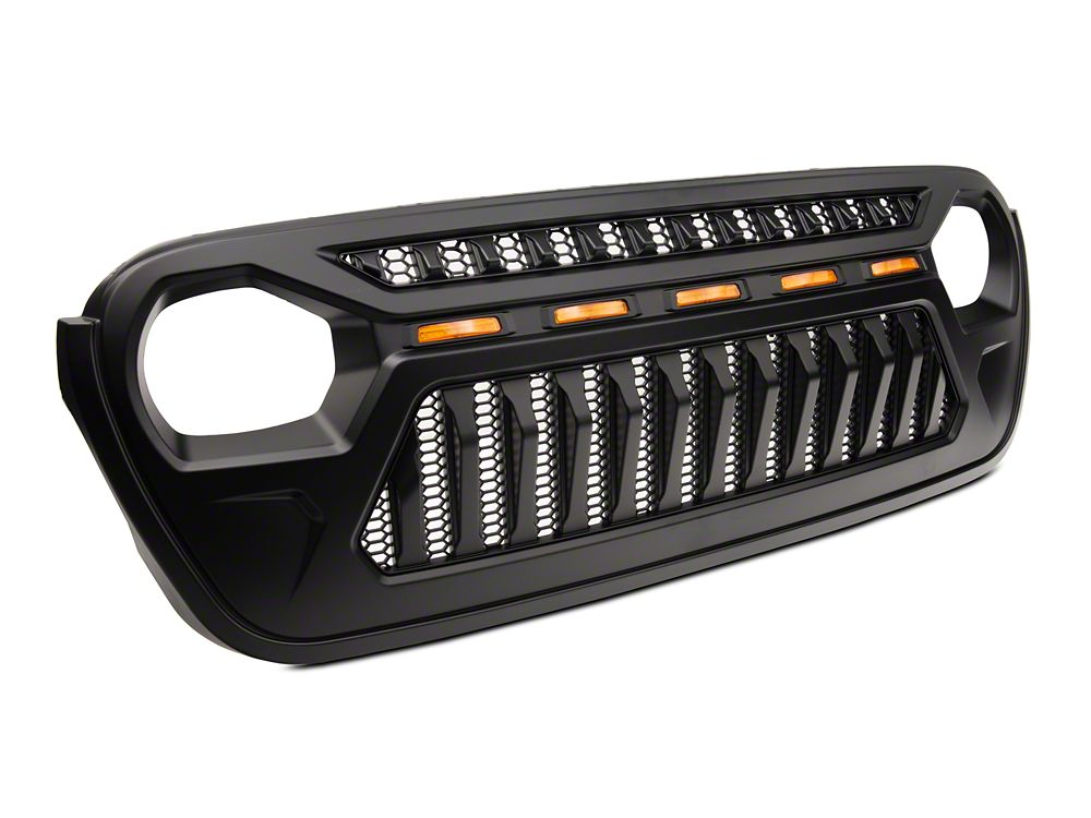 RedRock Gladiator Grille with Amber LED Lighting (18-25 Jeep Wrangler JL w/o TrailCam)