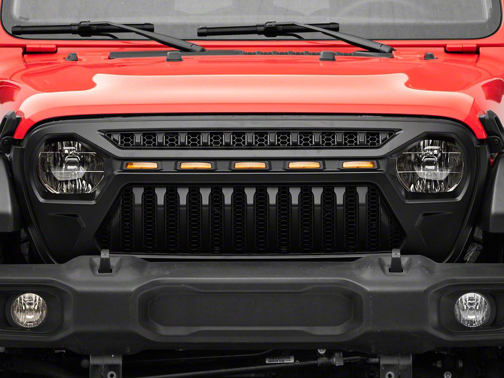 RedRock Gladiator Grille with Amber LED Lighting (18-25 Jeep Wrangler JL w/o TrailCam)