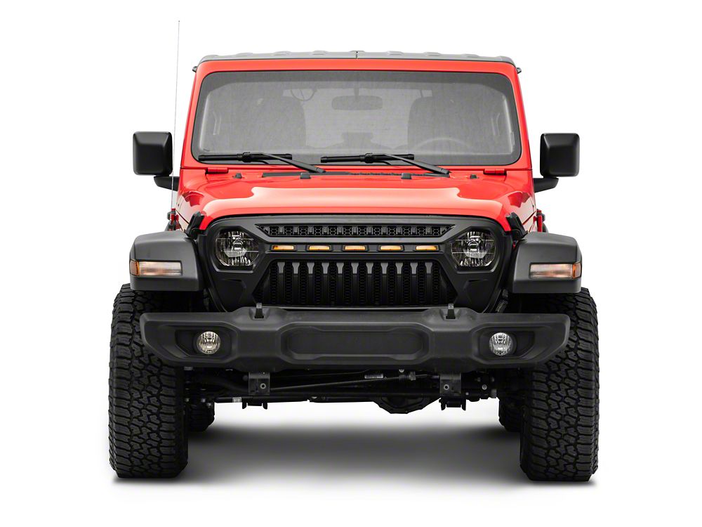 RedRock Gladiator Grille with Amber LED Lighting (18-25 Jeep Wrangler JL w/o TrailCam)