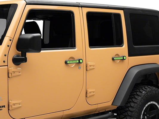 RedRock Billet Aluminum Door Handle Inserts; Green (07-18 Jeep Wrangler JK 4-Door)