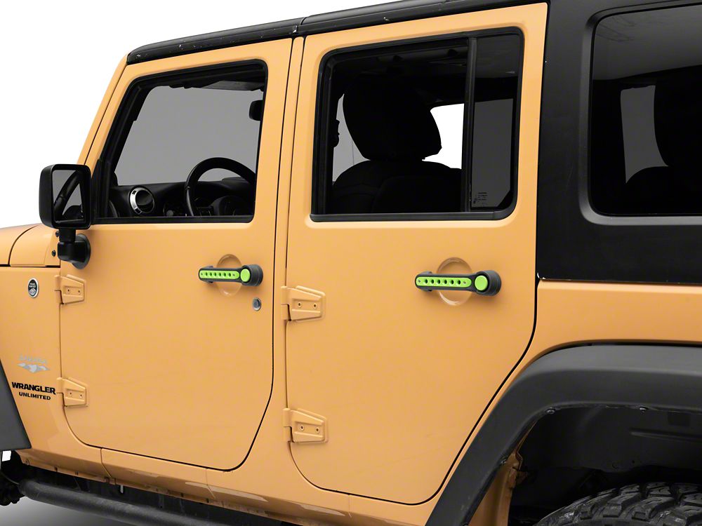 RedRock Billet Aluminum Door Handle Inserts; Green (07-18 Jeep Wrangler JK 4-Door)