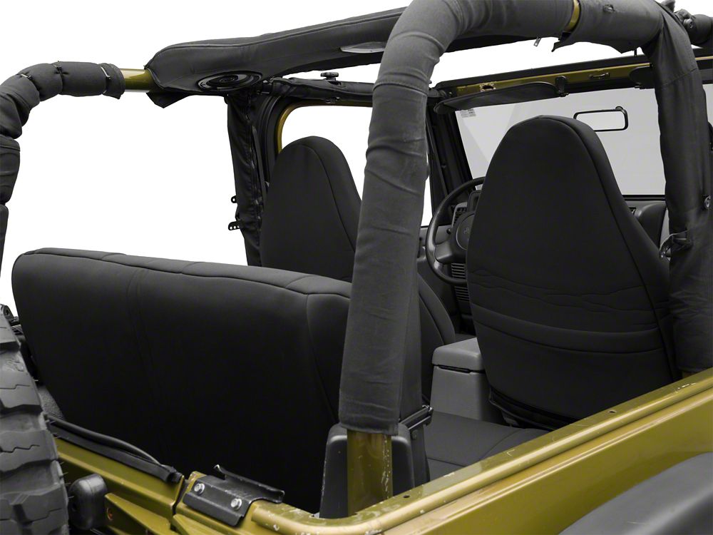 RedRock Custom Fit Front and Rear Seat Covers; Black (97-02 Jeep Wrangler TJ)