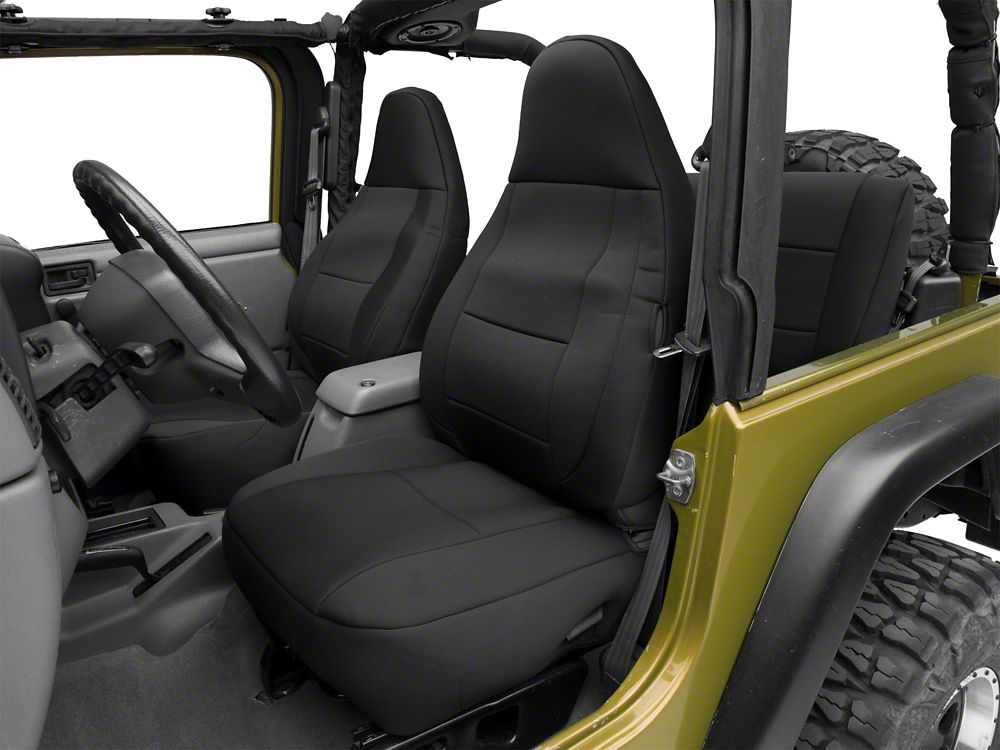 RedRock Custom Fit Front and Rear Seat Covers; Black (97-02 Jeep Wrangler TJ)
