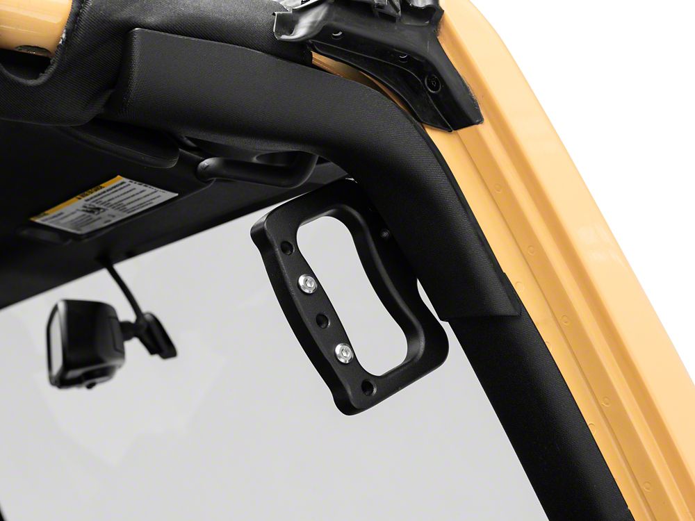 RedRock Aluminum Front Grab Handles; Black (07-18 Jeep Wrangler JK)