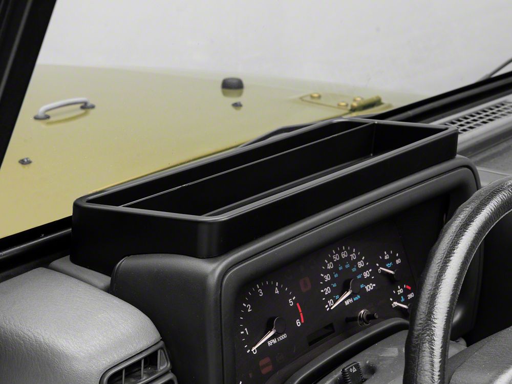 CheroCar Center Dashboard Storage Box – For Jeep Wrangler TJ 1997-2006, Black ABS