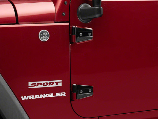 RedRock Door Hinges; Black (07-18 Jeep Wrangler JK 2-Door)