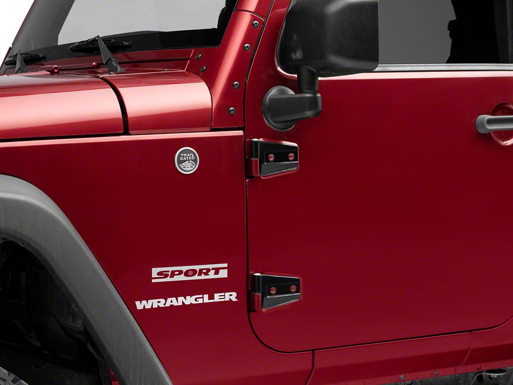 RedRock Door Hinges; Black (07-18 Jeep Wrangler JK 2-Door)
