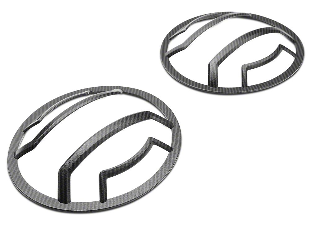 RedRock Euro Style Headlight Guards; Carbon Fiber Look (18-25 Jeep Wrangler JL)