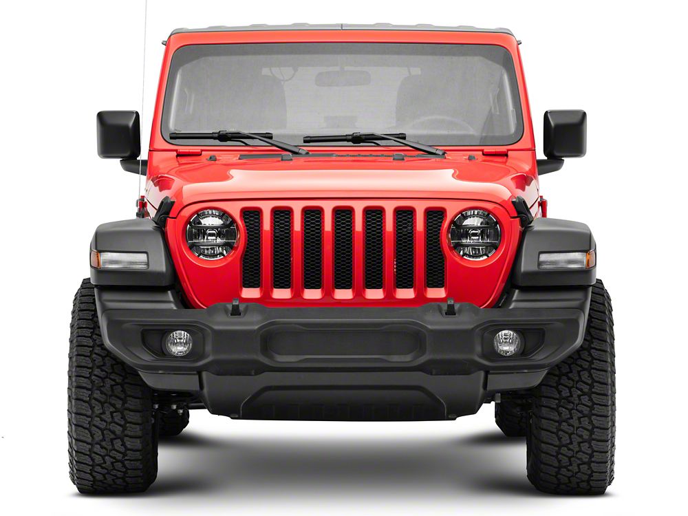 RedRock Euro Style Headlight Guards; Carbon Fiber Look (18-25 Jeep Wrangler JL)