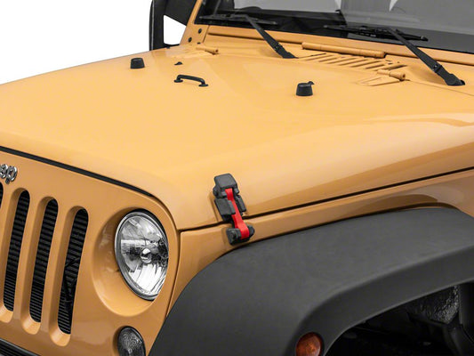 RedRock Replacement Hood Latch Straps; Red (07-18 Jeep Wrangler JK)