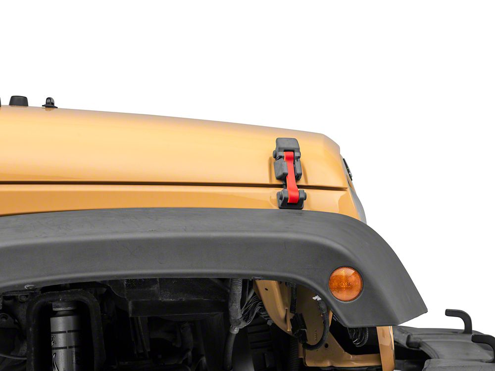 RedRock Replacement Hood Latch Straps; Red (07-18 Jeep Wrangler JK)