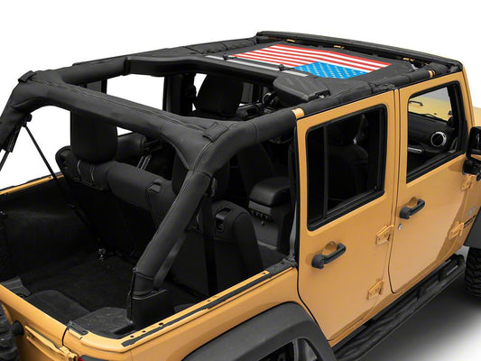 RedRock Mesh Sun Shade; American Flag (07-18 Jeep Wrangler JK)