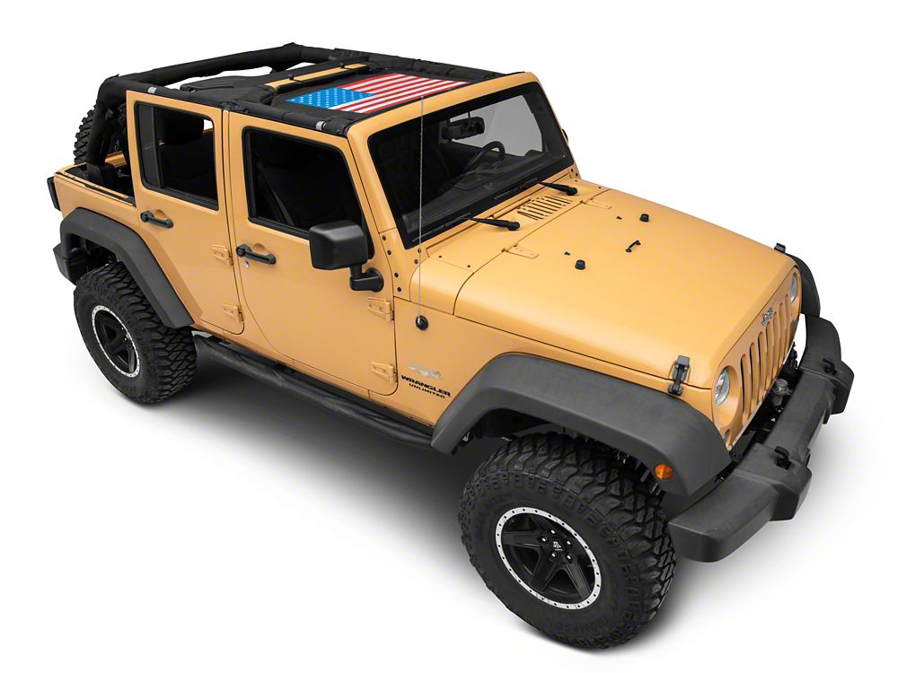 RedRock Mesh Sun Shade; American Flag (07-18 Jeep Wrangler JK)