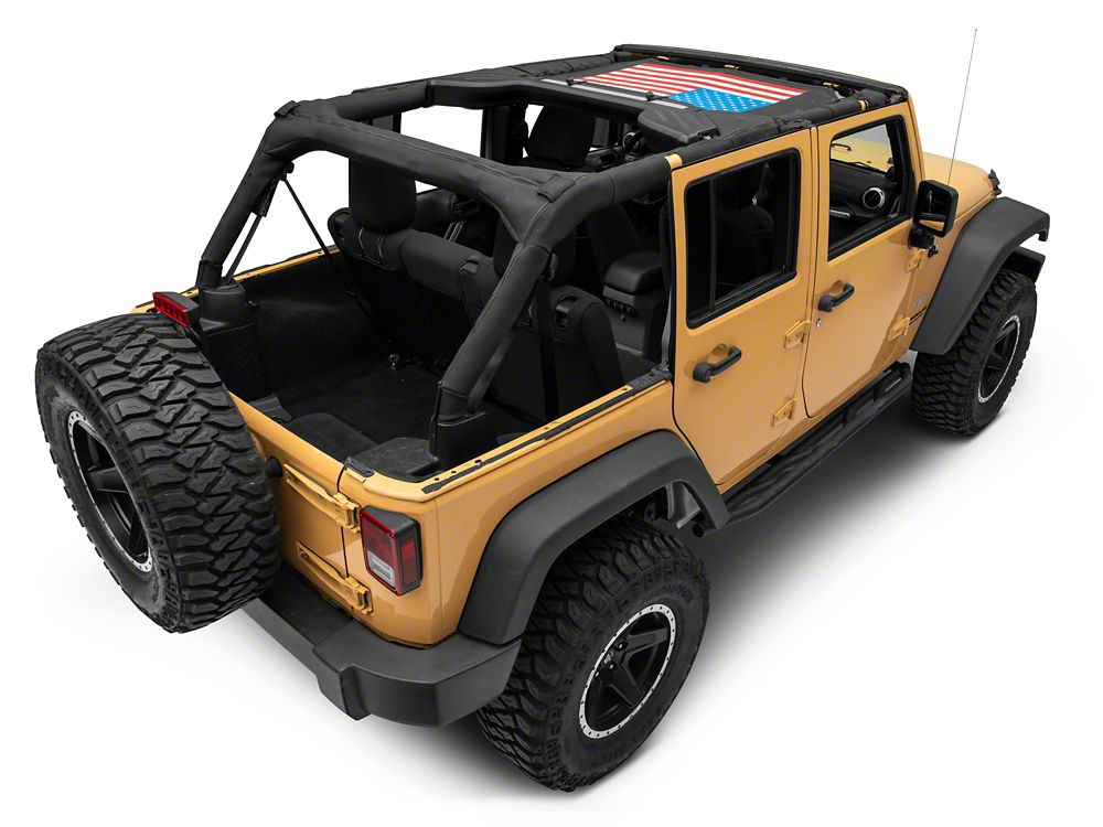 RedRock Mesh Sun Shade; American Flag (07-18 Jeep Wrangler JK)