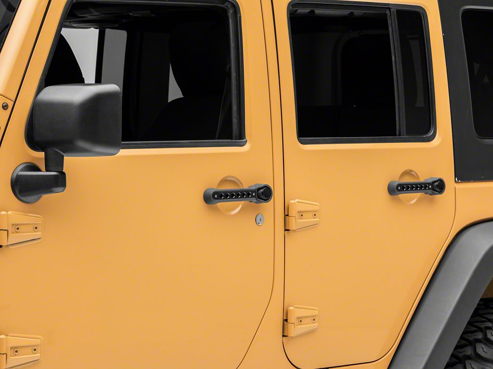 RedRock Billet Aluminum Door Handle Inserts; Black (07-18 Jeep Wrangler JK 4-Door)