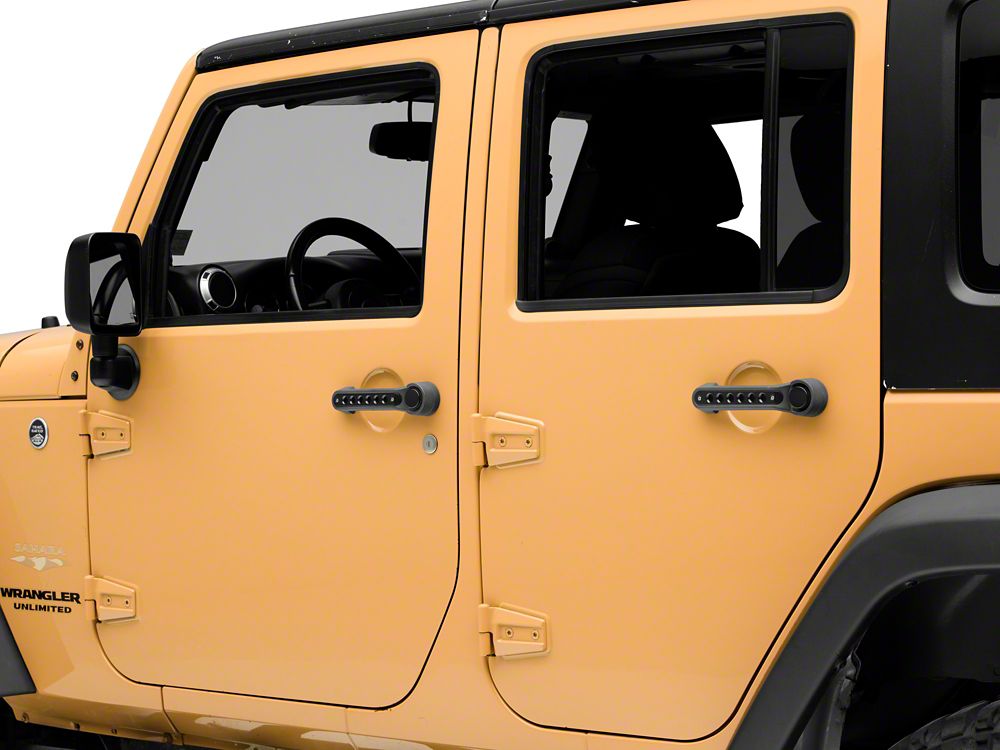 RedRock Billet Aluminum Door Handle Inserts; Black (07-18 Jeep Wrangler JK 4-Door)