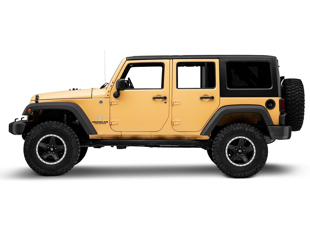 RedRock Billet Aluminum Door Handle Inserts; Black (07-18 Jeep Wrangler JK 4-Door)
